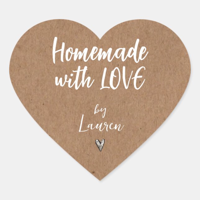 Sticker Cœur HOMEMADE rustique avec AMOUR (Devant)