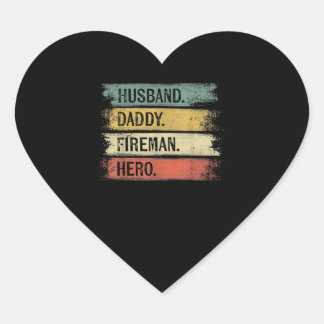 Sticker Cœur Homme Mari Daddy Fireman Hero Pompier