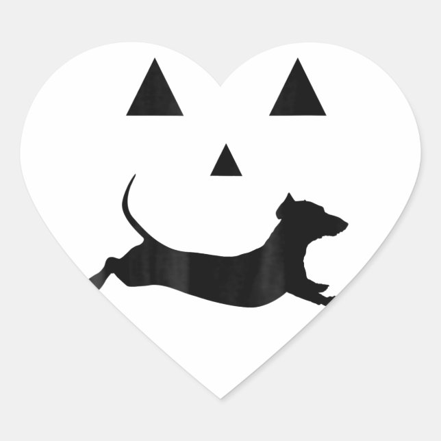 Sticker Cœur Hommes Citrouille Halloween Dachshund Jack-O-Lante (Devant)