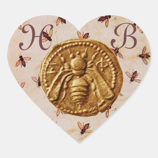 STICKER CŒUR HONEY BEE, MONOGRAMME DU COEUR (Devant)