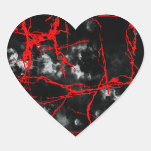 Sticker Cœur Horreur Night Goth - Noir et blanc, Rouge