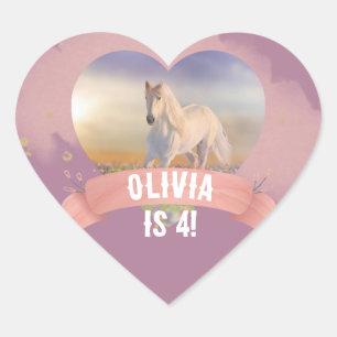 Sticker Cœur Horse fête d'anniversaire