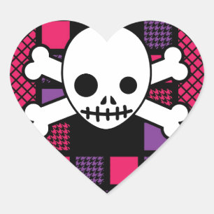 Sticker Cœur Houndstooth & Skulls