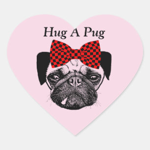 Sticker Cœur Hug A Carlin Chien Animal de compagnie Portrait ar