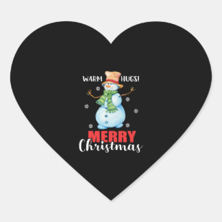 Sticker Cœur Hugs Chauds Snowman Funny T-shirt de Noël