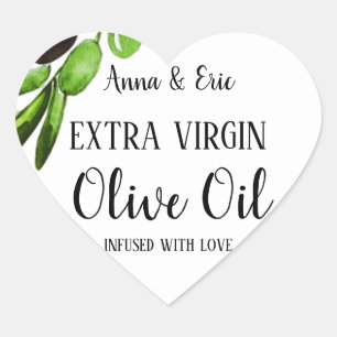 Sticker Cœur Huile d'olive extra vierge Élégant Mariage moderne