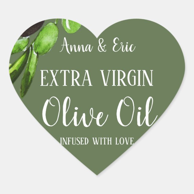 Sticker Cœur Huile d'olive extra vierge Élégant Mariage moderne (Devant)