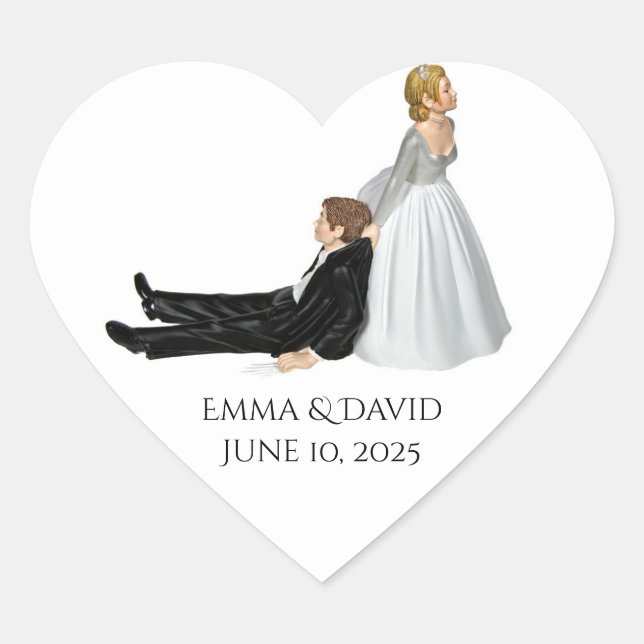 Sticker Cœur humour mariage marié et marié (Devant)