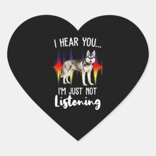 Sticker Cœur Husky Gift Amusant Husky Sibérien Entendez-Vous