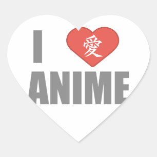 Sticker Cœur I love animes