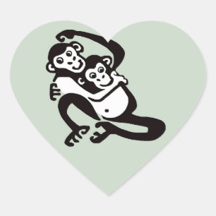Sticker Cœur I love BONOBOS - Chimpanzé - Faune - Nature -