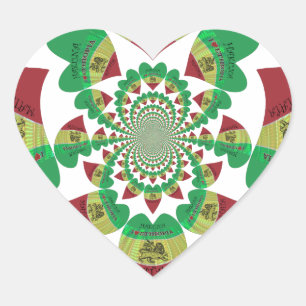 Sticker Cœur I Love Ethiopia Kaleidoscope - Heartfeel Rasta Art