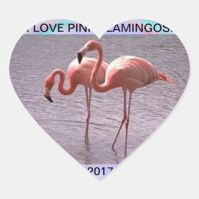 STICKER CŒUR I LOVE FLAMANTS ROSES 2017 (Devant)