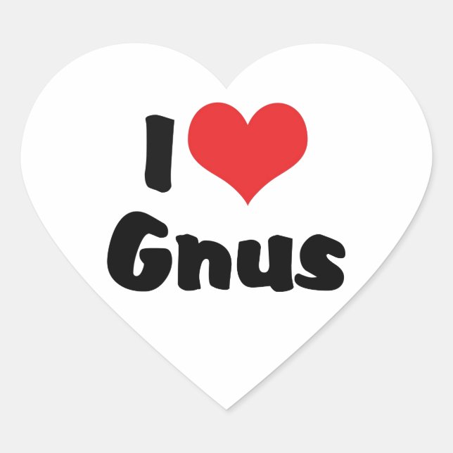 Sticker Cœur I Love Heart Gnus (Devant)