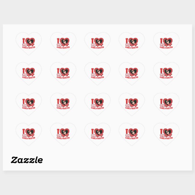 Sticker Cœur I Love My Girlfriend Photo Texte personnalisé (Feuille)