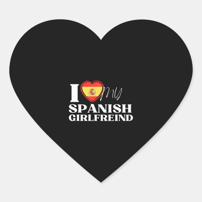 Sticker Cœur I Love My Spanish Girlfriend Multi Nationality Shi (Devant)