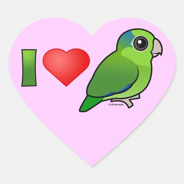 Sticker Cœur I Love Pacific Parrotlets (vert) (Devant)