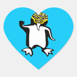 Sticker Cœur I love PENGUINS - Faune - Nature - Bleu