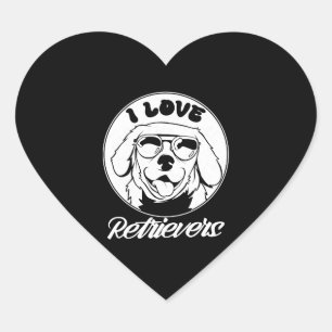Sticker Cœur I Love Retrievers Pet Dog Retriever Dit
