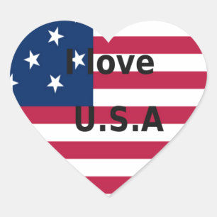 Sticker Cœur I Love U.S.A. Swirl : Patriotic Heart Art Imprimer