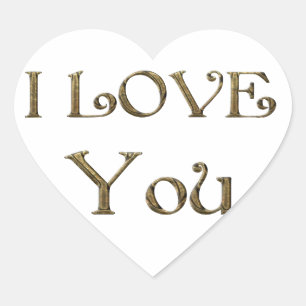 Sticker Cœur I Love You Golden Text Typography Elegant