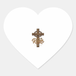 Sticker Cœur Il Est Ressuscité Croix Couronne d'Épines Chemise