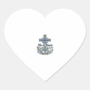 Sticker Cœur Il Est Ressuscité Croix De Pâques Vintage Vecteur