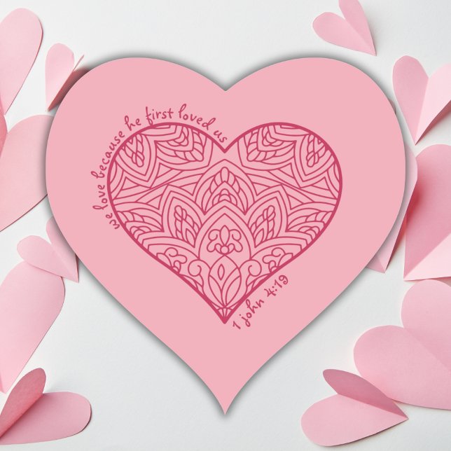 Sticker Cœur Il Nous Aimait D'Abord 1 Jean 4:19 Coeur Rouge Chr (Créateur téléchargé)