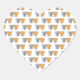 Sticker Cœur Illustration de chatons adorables et duveteux - Ar