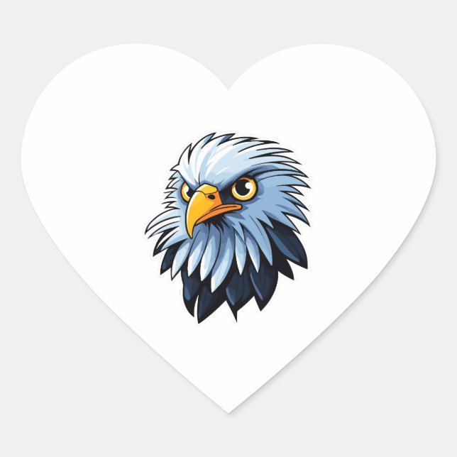 Sticker Cœur Illustration d'Oiseau d'aigle (Devant)