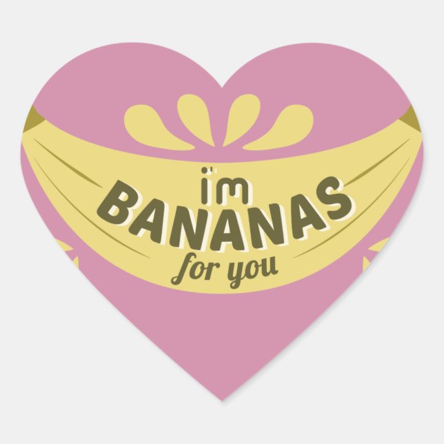 Sticker Cœur Illustration drôle de banane Je suis banane pour v (Devant)