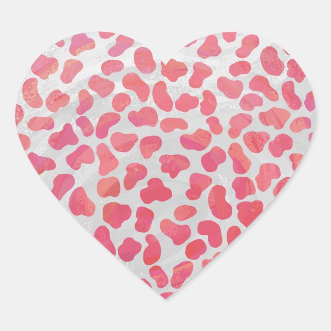Sticker Cœur Impression dalmate rose et blanc (Devant)