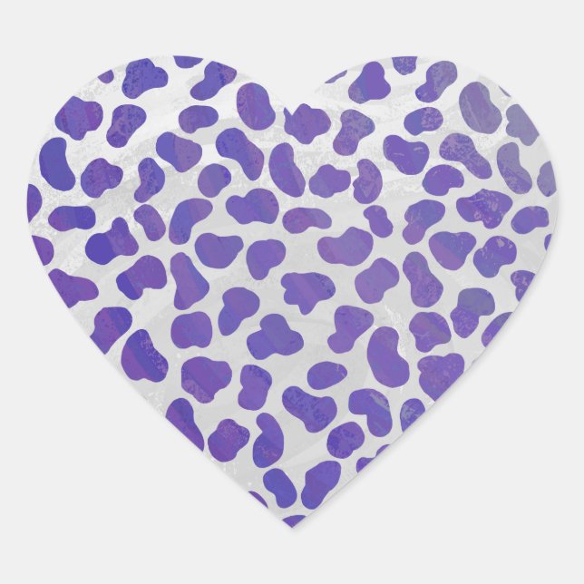 Sticker Cœur Impression dalmate violet et blanche (Devant)