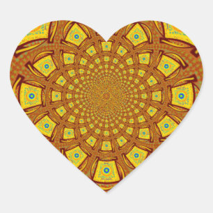 Sticker Cœur Impression d'art Kaleidoscope d'or