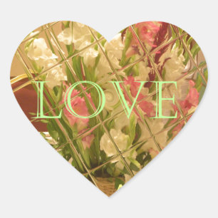 Sticker Cœur Impression des fleurs reflétées