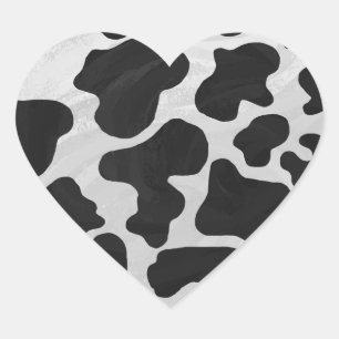 Sticker Cœur Impression noire et blanche de vache