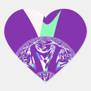 Sticker Cœur Imprimante d'art bleu rétro Cyan Kaleidoscope