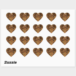 Sticker Cœur Imprimé Animal Rayures Tigre Brun Noir Glamour