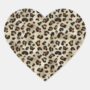 Sticker Cœur Imprimé chic léopard Imprimé animal Motif de chat 