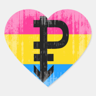 Sticker Cœur Indicateur Pansexuel vintage
