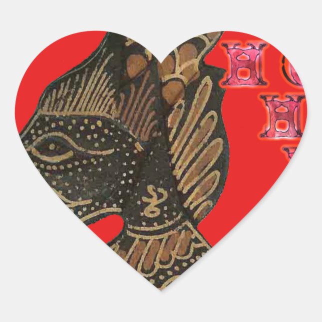 Sticker Cœur Indonesi Shadow Puppet Hohoho Design sur toile rou (Devant)