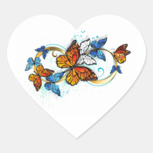 Sticker Cœur Infinité de papillons monarques