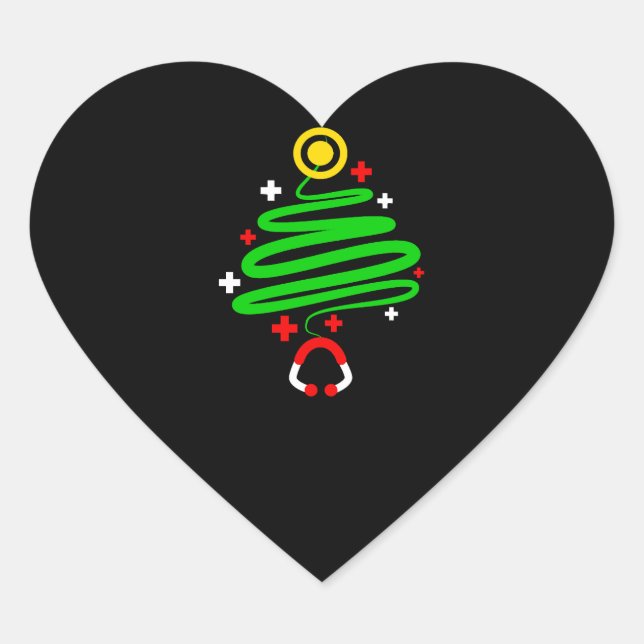 Sticker Cœur Infirmière amusante Arbre de Noël Stethoscope Gif (Devant)