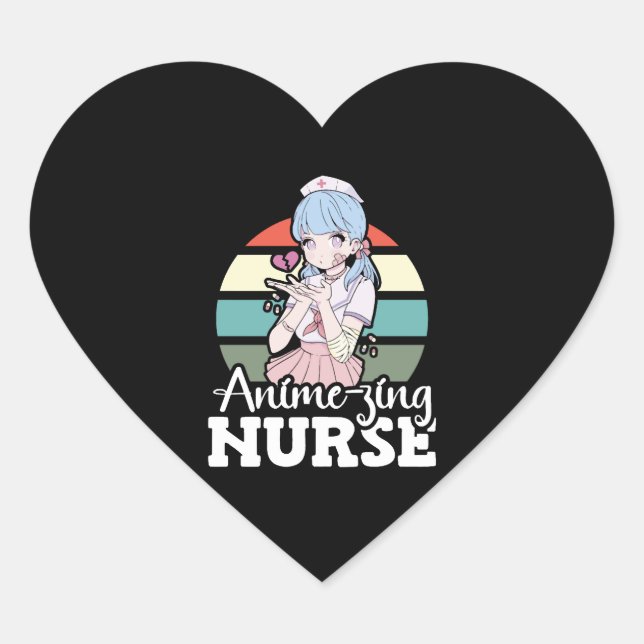 Sticker Cœur Infirmière de l'Anime Japonaise Jour National des  (Devant)