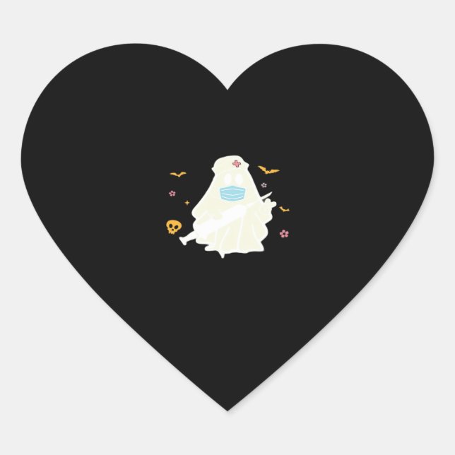 Sticker Cœur Infirmière éffrayante Praticien Cute Halloween Sur (Devant)