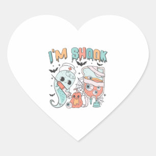 Sticker Cœur Infirmière Halloween illustration pastel rétro sec