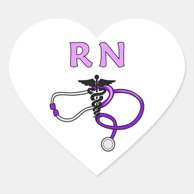 Sticker Cœur Infirmière RN Stethoscope (Devant)