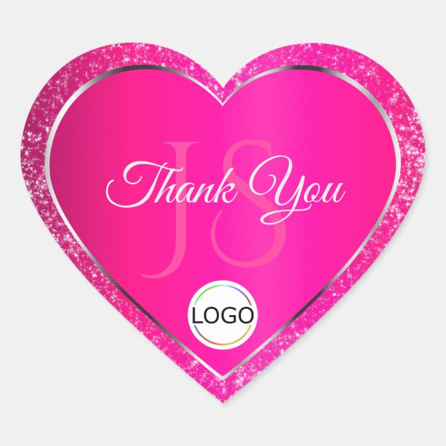 Sticker Cœur Initiales du logo en argent rose Parties scintilla (Devant)