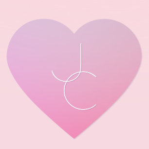 Sticker Cœur Initiales superposées Modernes 2 Ombré rose