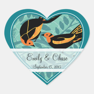 Sticker Cœur Inséparables Aqua Art Déco assis dans un Mariage d